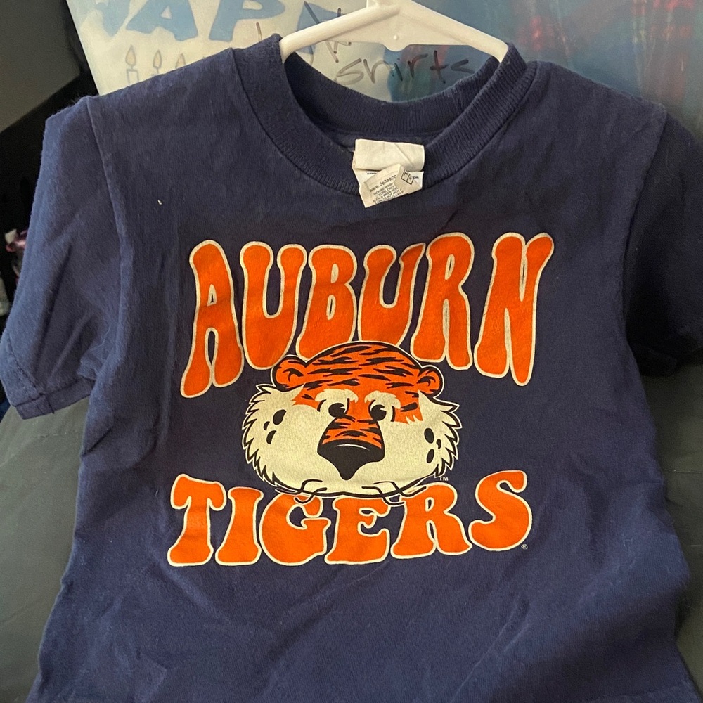 Delta Kids Navy Blue Tee with Orange and Cream Auburn Tigers Graphic